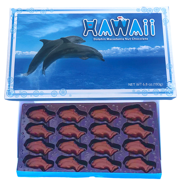 Hawaii Dolphin Mom & Baby duo Macadamia Nut Chocolate 6.8oz box